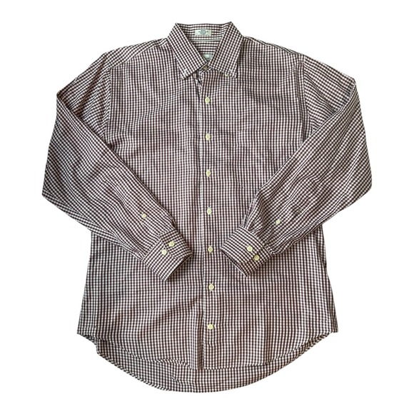 Peter Millar M Crown Soft Gingham Shirt Maroon White Acai Berry Stretch Silk - Picture 2 of 5